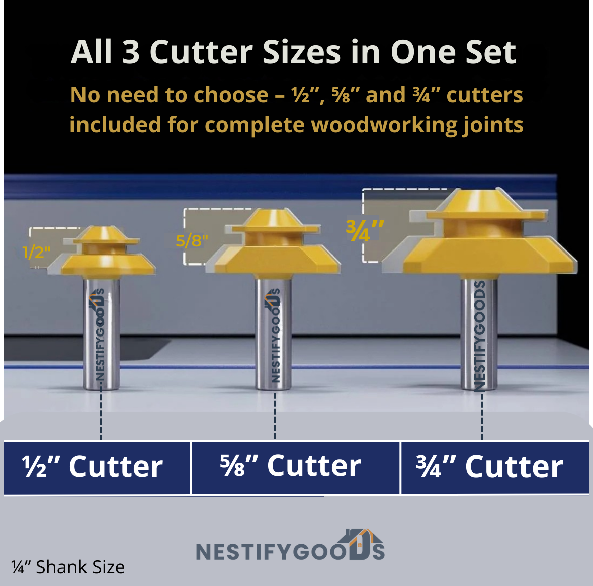 NestifyGoods™ TimberLock® 45° Lock Miter Router Bit