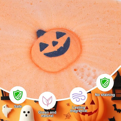 🎃Halloween Bath Bomb Gift Set - 6-Piece Scary Cute Kids Bath Bomb Gift Box, Includes Witch, Bat, Black Cat, Skull, Ghost and Pumpkin Bubble Spa Balls🎃