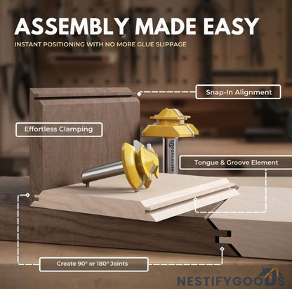 NestifyGoods™ TimberLock® 45° Lock Miter Router Bit