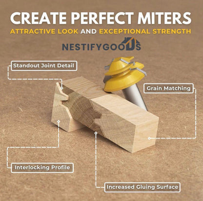 NestifyGoods™ TimberLock® 45° Lock Miter Router Bit