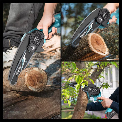 6" One Hand Chainsaw + 2 Free Batteries & Charger