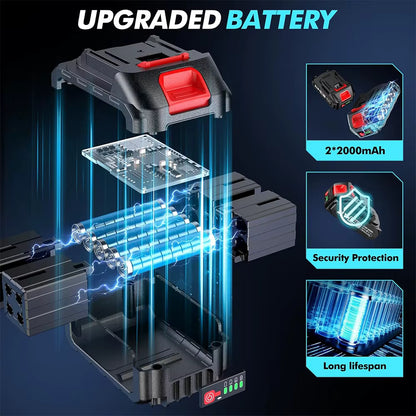6" One Hand Chainsaw + 2 Free Batteries & Charger