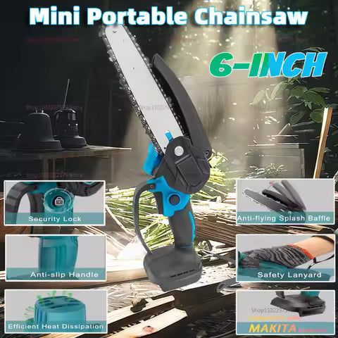 6" One Hand Chainsaw + 2 Free Batteries & Charger