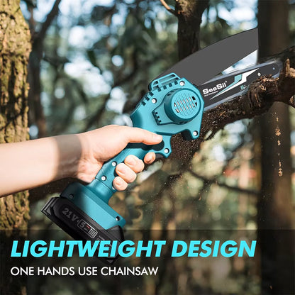 6" One Hand Chainsaw + 2 Free Batteries & Charger
